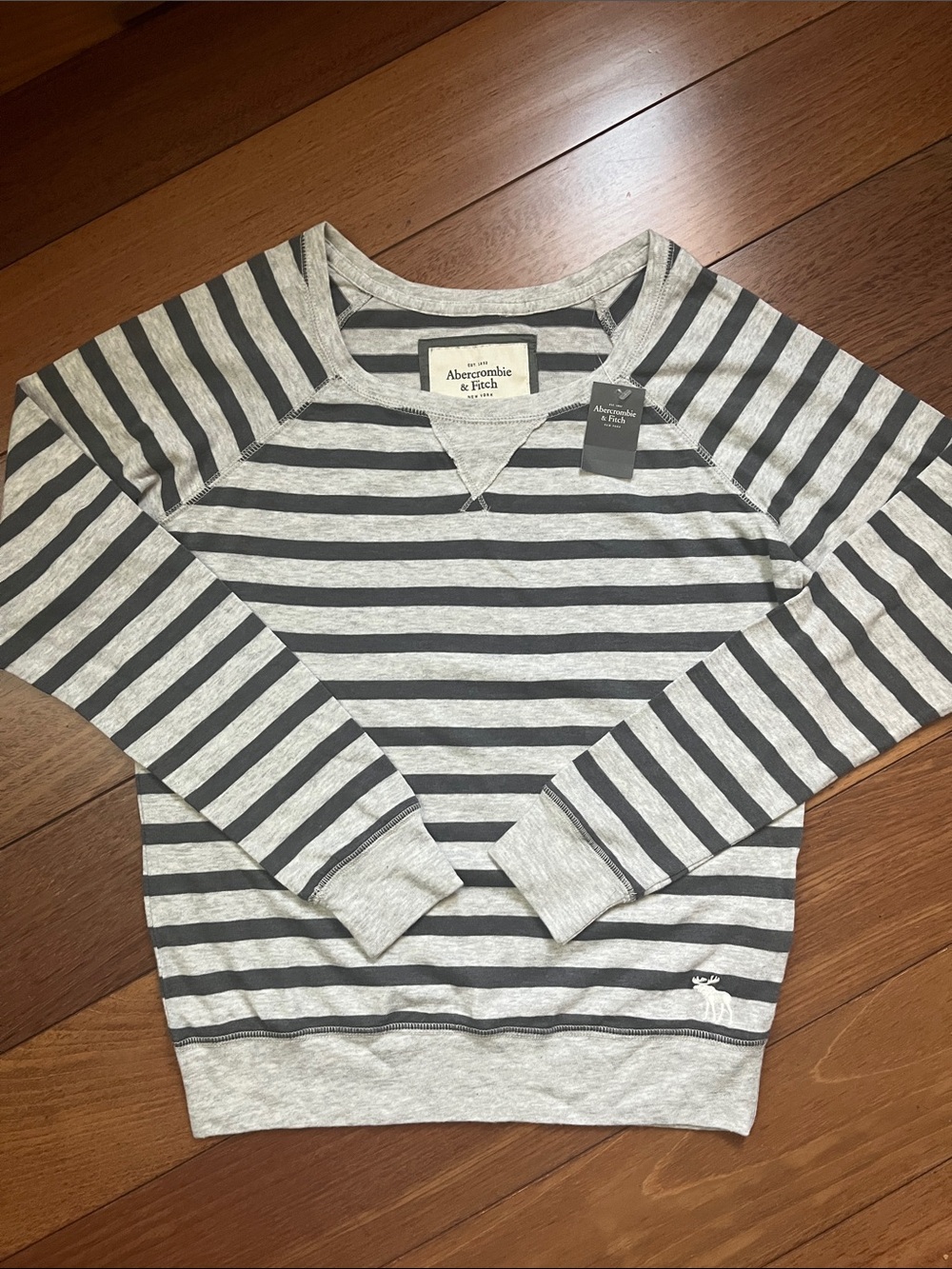 NWT Y2K Abercrombie Moose Logo Striped Sweater